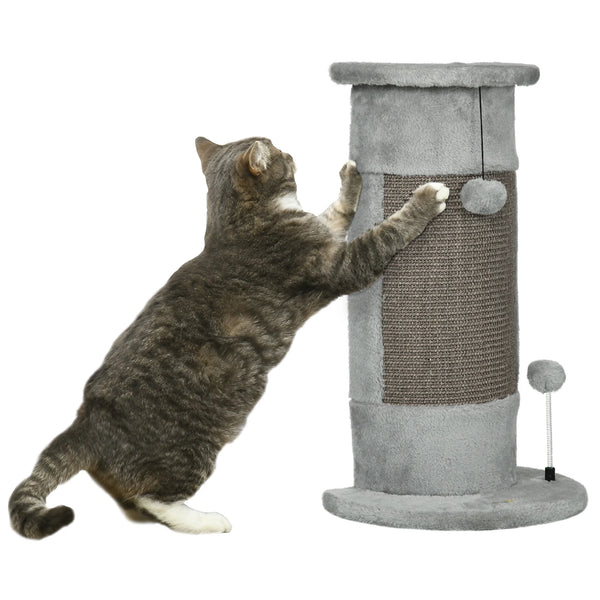 58cm Corner Cat Scratching Post with Sisal, Plush and Two Toy Balls, Grey