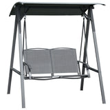 2 Seater Garden Swing Seat with Adjustable Canopy Breathable Texteline Seat and Metal A-Frame for Outdoor Use