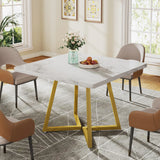 Square Dining Table for 4 Industrial Wood Kitchen Table with Metal Base