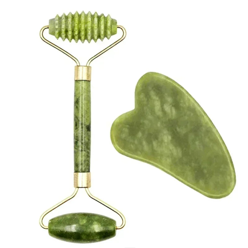 Natural Jade Roller & Gua Sha Set | Face Lifting Massager for Anti-Wrinkle & Skin Care