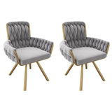Grey Velvet Swivel Dining Chair Set of 2 4 or 6 with Armrests | 360° Luxury Leisure Chair with Metal Legs