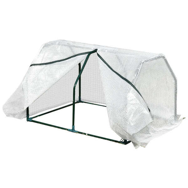 Mini Greenhouse 99x71x60cm White PVC Cover Steel Frame Zip Door for Balcony Patio Outdoor Planting
