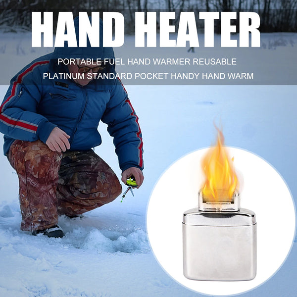 Refillable Pocket Hand Warmer, Metal Fuel Hand Warmer for Camping and Fishing