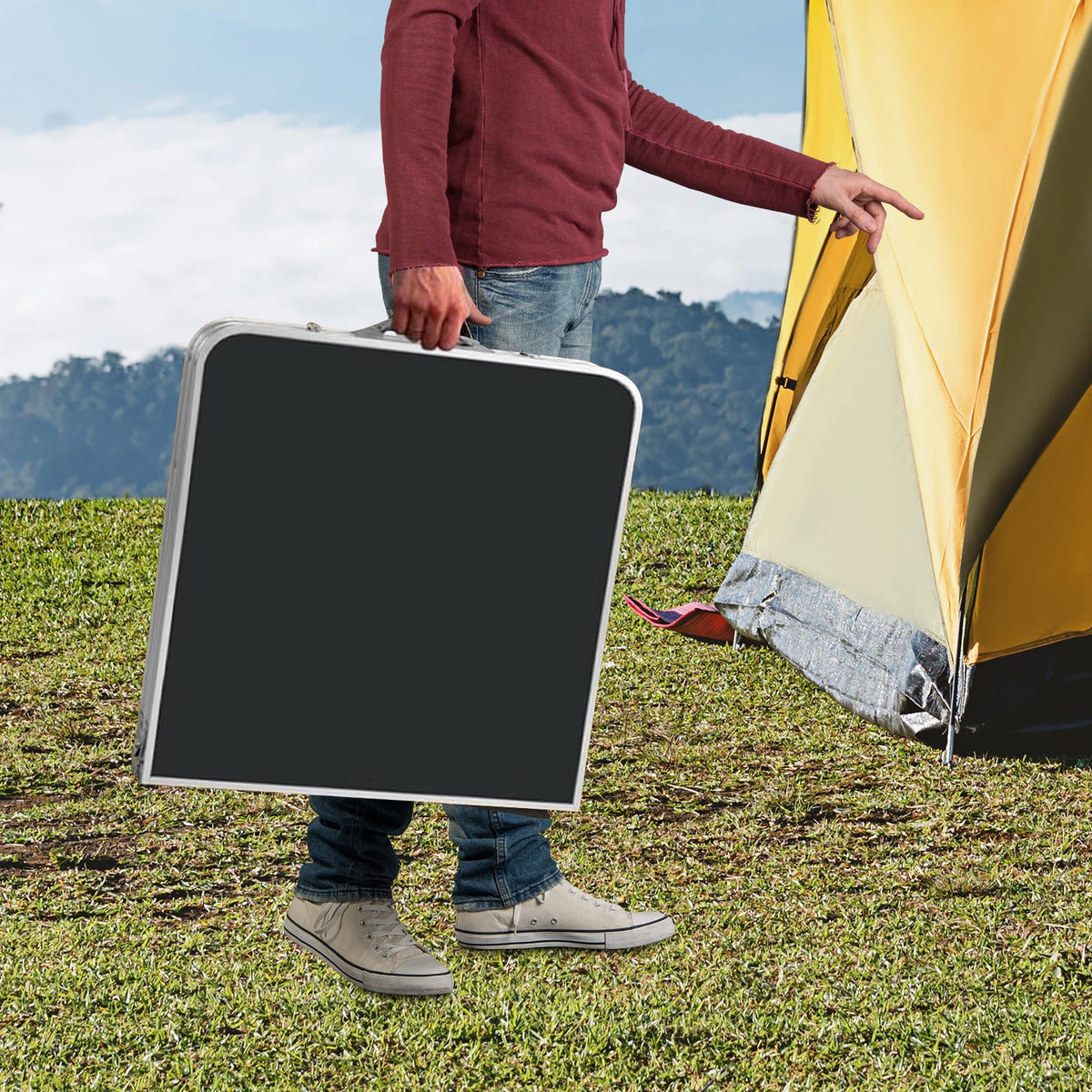 3 Height Adjustable Folding Camping Table Aluminium Storage Bags 35kg for Picnic BBQ Outdoor Garden Party