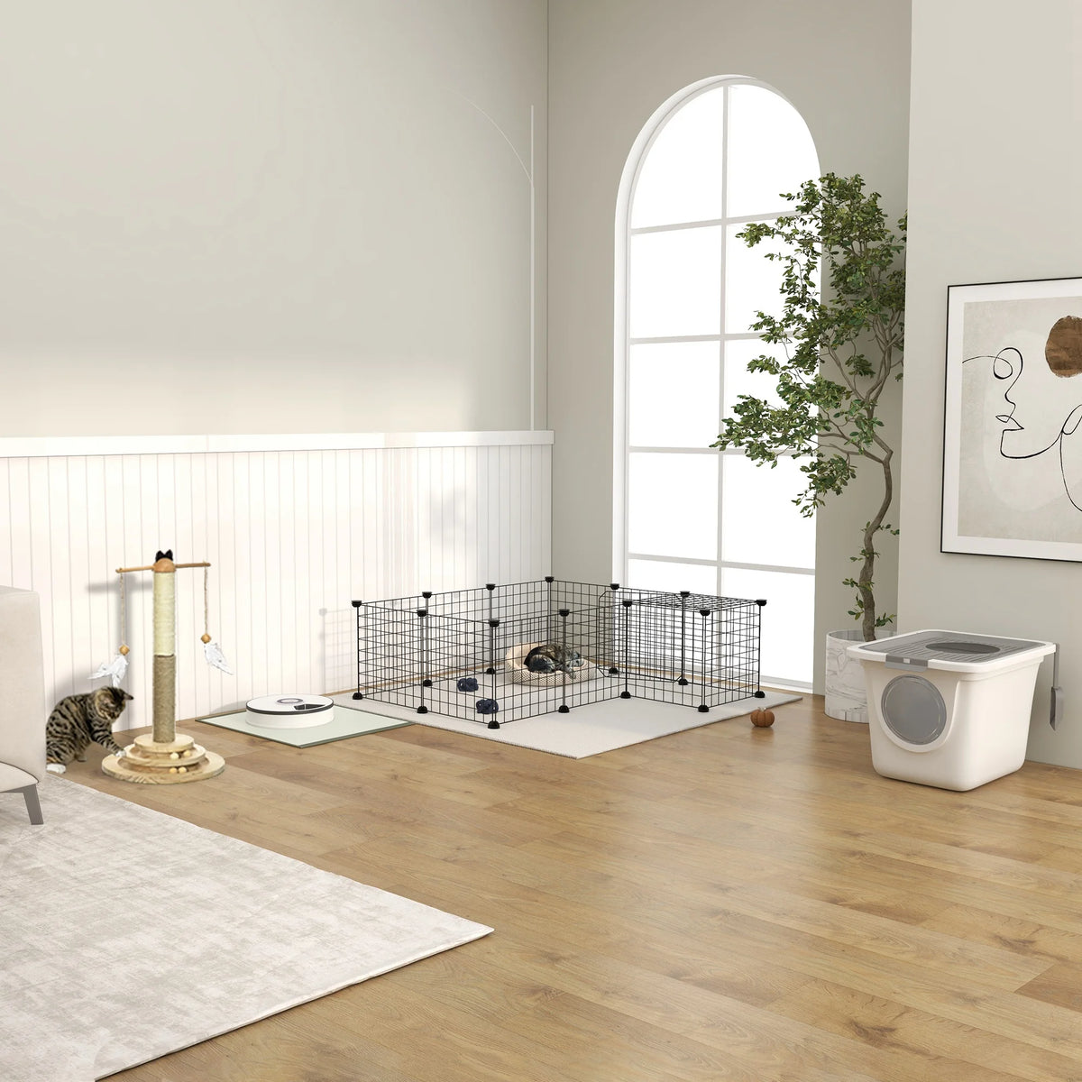 Enclosed Cat Litter Tray with Front Entrance, Top Exit and Scoop