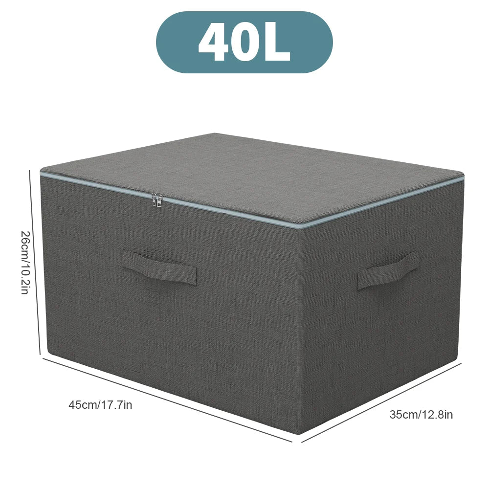 Set of 2 Storage Boxes with Lids 40L 45x35x26cm Double Ended Zip Foldable Stackable Nylon Organisers
