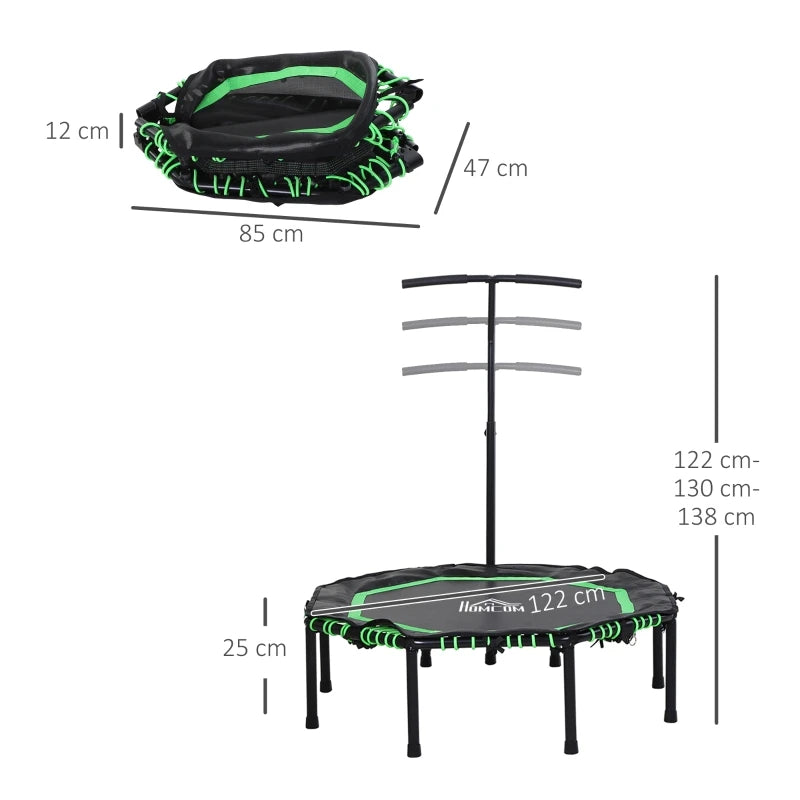 48 Inch Foldable Mini Fitness Trampoline with Adjustable Handle Indoor Outdoor Rebounder
