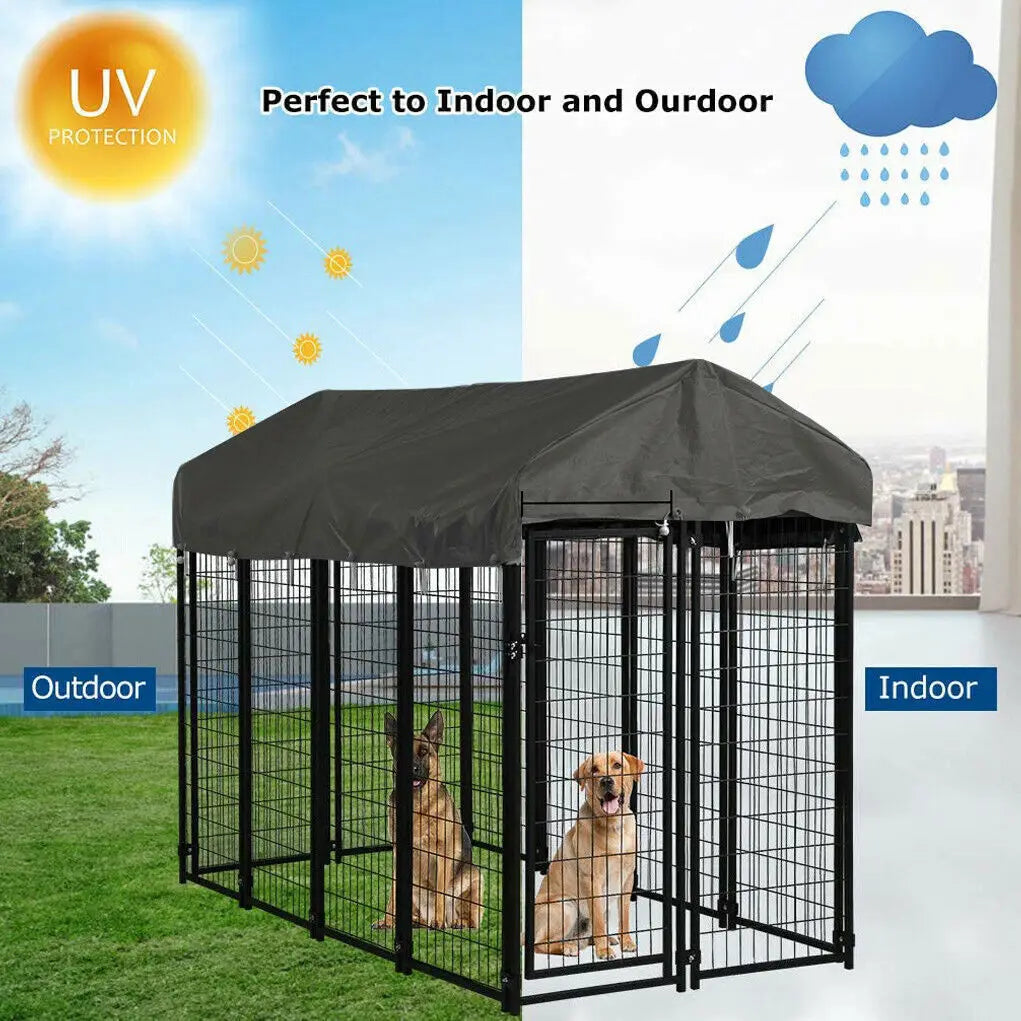 Oversize Dog Cage Pet Run Enclosure with Roof 127x120x134cm High Fence Kennel Outdoor Indoor