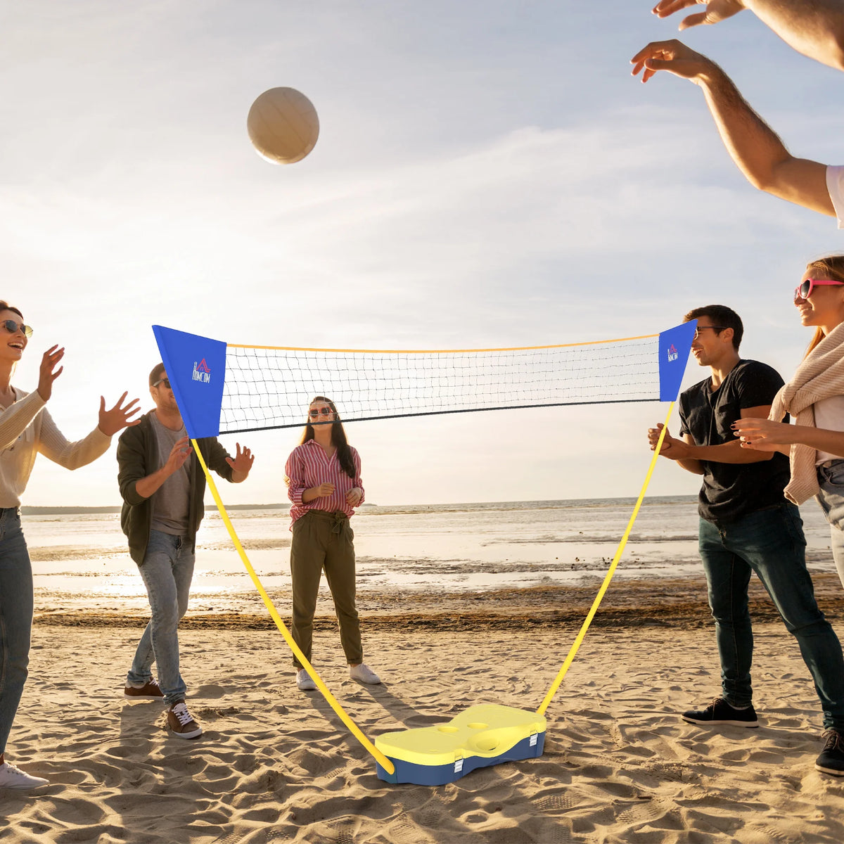 Portable Folding Badminton Net Set with 4 Rackets and 2 Nylon Shuttlecocks, for Adult Exercise Training