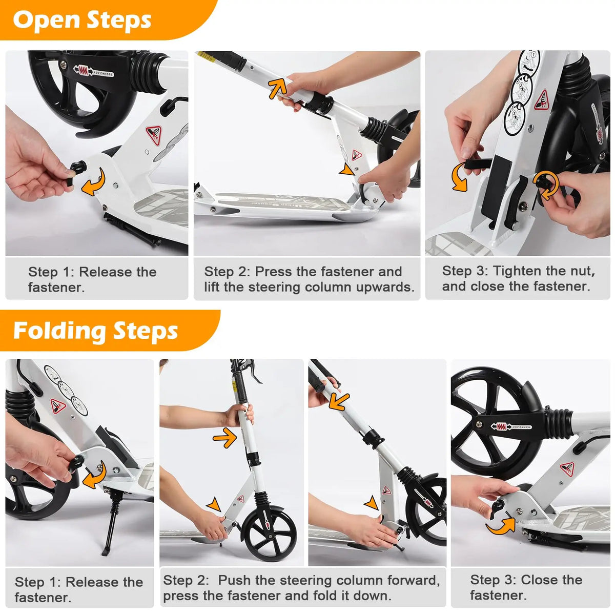 Folding Kick Scooter for Teens and Adults with 200mm Wheels, Disc Brake and Carry Strap