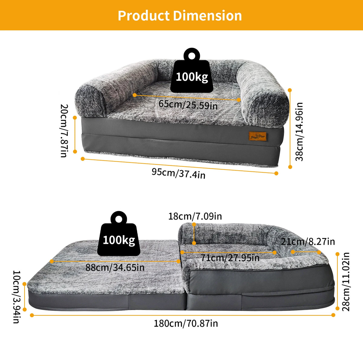 180cm Human Size Giant Dog Bed Calming Plush Orthopedic Foldable Waterproof for Winter Warmth