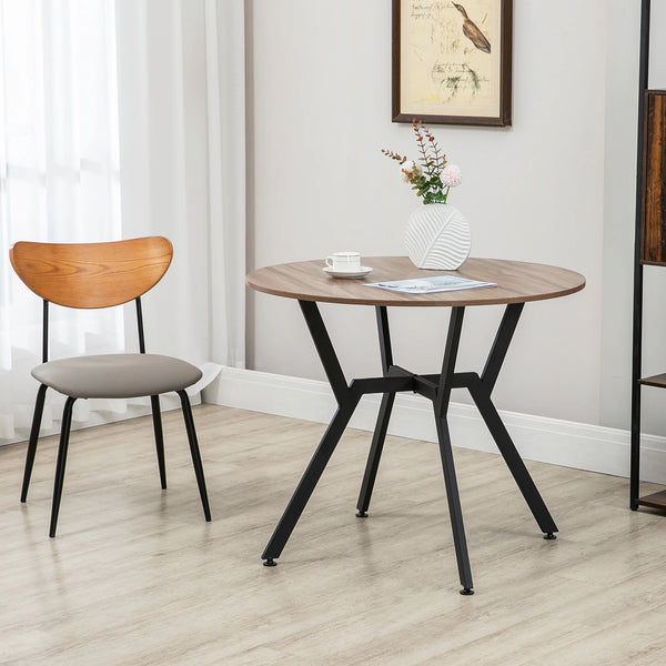 Small Round Kitchen Table with Black Steel Legs, 2-Seater Dining Table