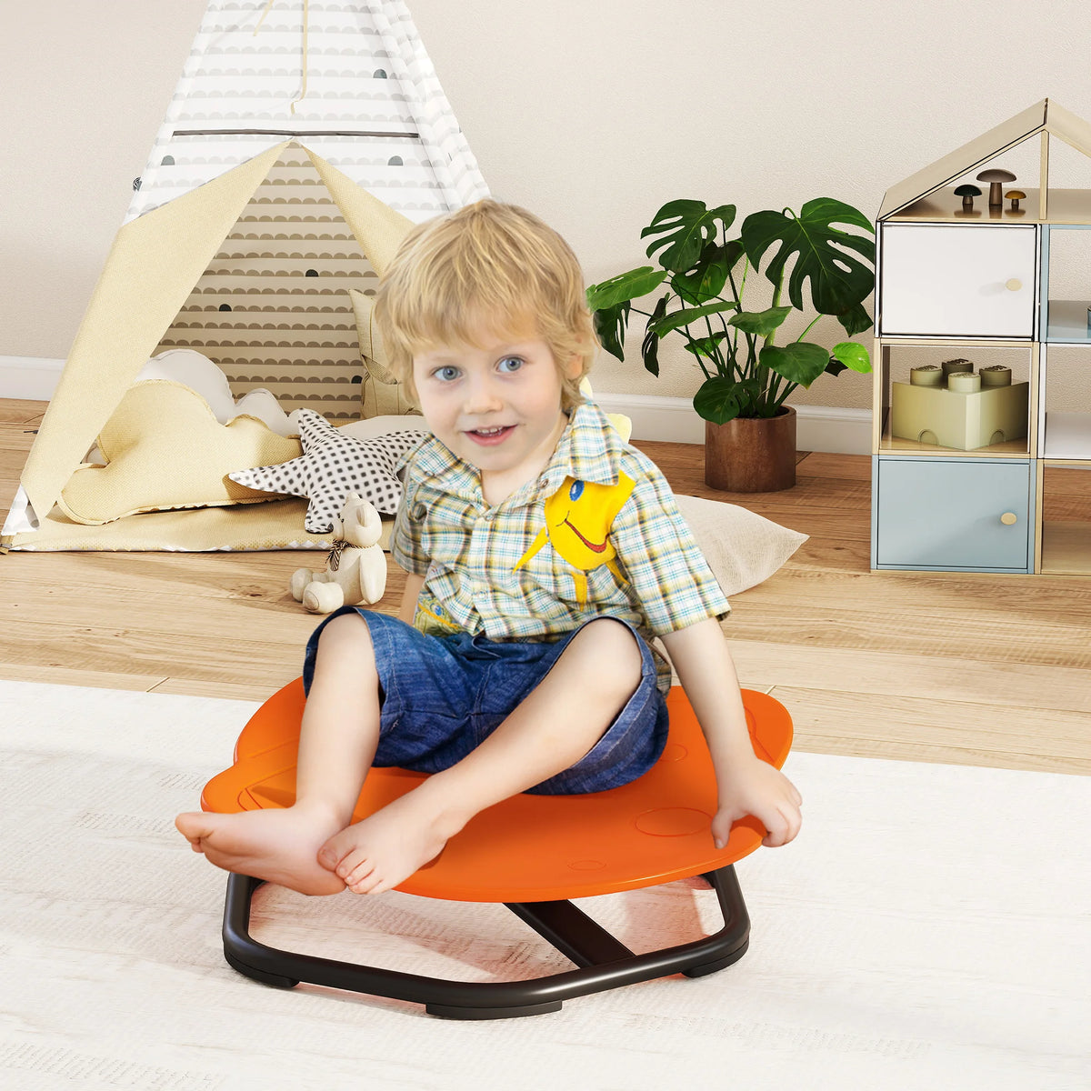 Planet Shaped Kids Swivel Chair 360 Degree Sensory Spinning Chair Steel Frame Anti Slip Base 50kg