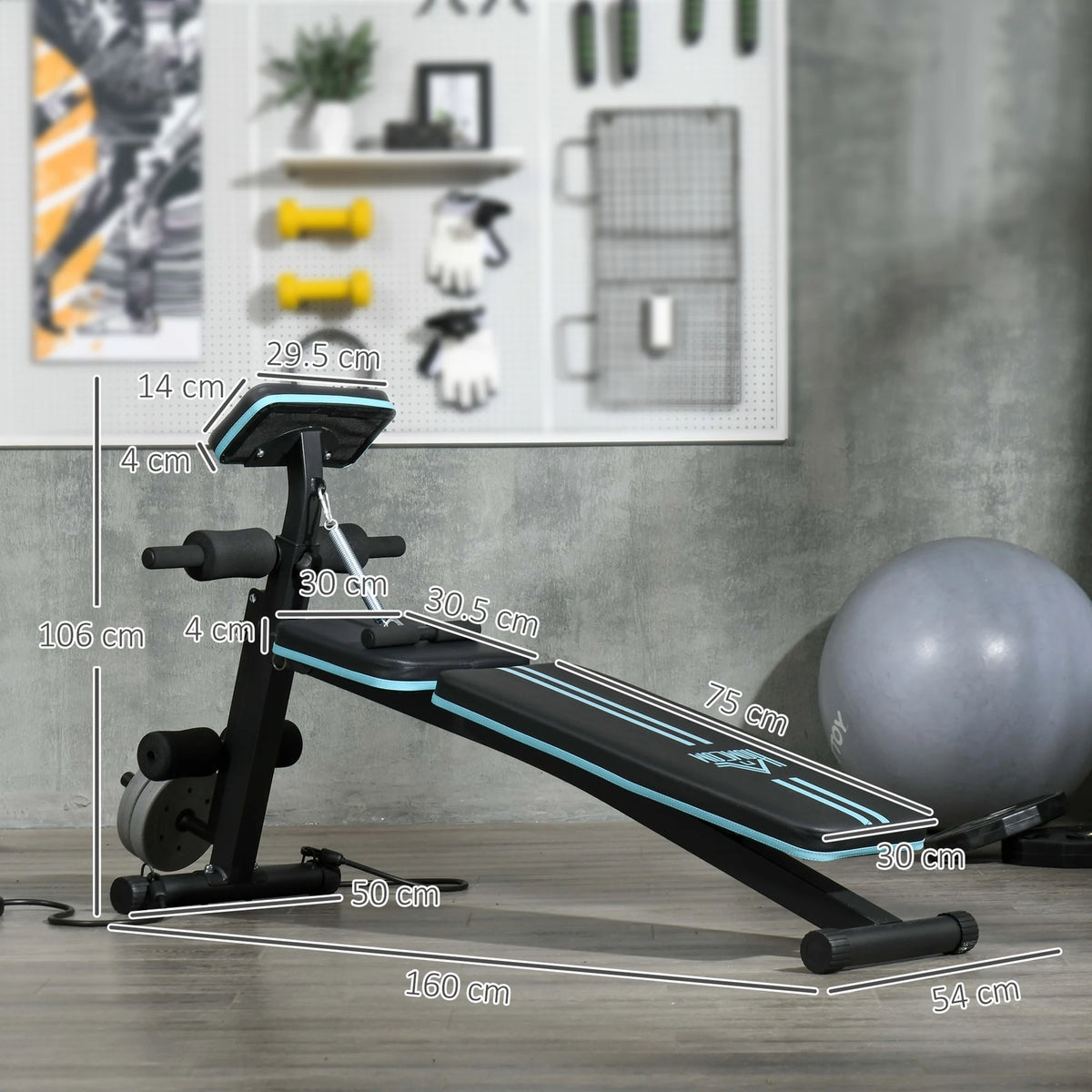 Foldable Dumbbell Bench Weight Training Fitness 7 Incline Adjustable, Blue