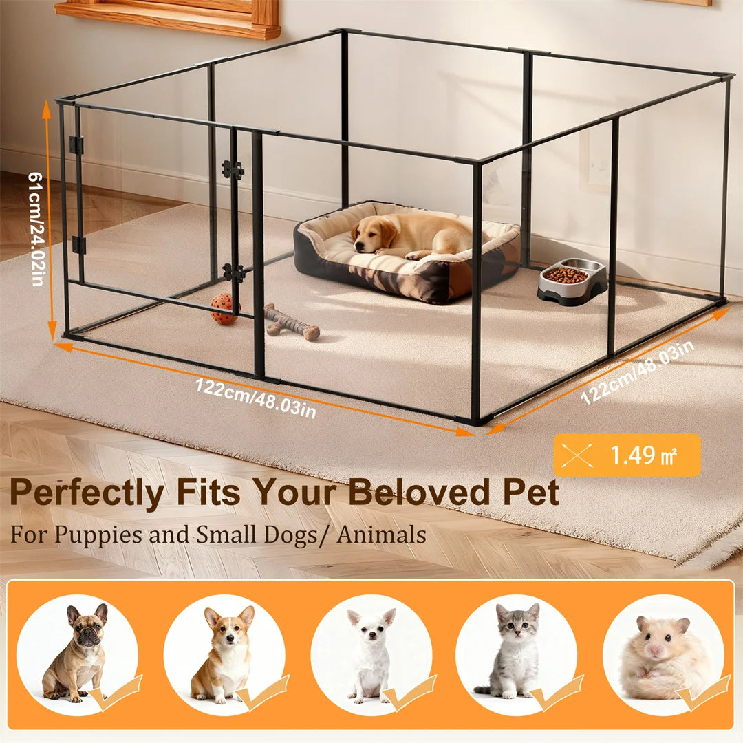 BINGOPAW 8 Panel Acrylic Dog Playpen Indoor Whelping Pen Box for Puppies Rabbits Small Animals