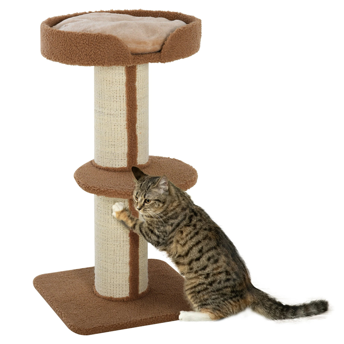 2 Tier Cat Tree w/ Top Basket Cushion Sisal Post