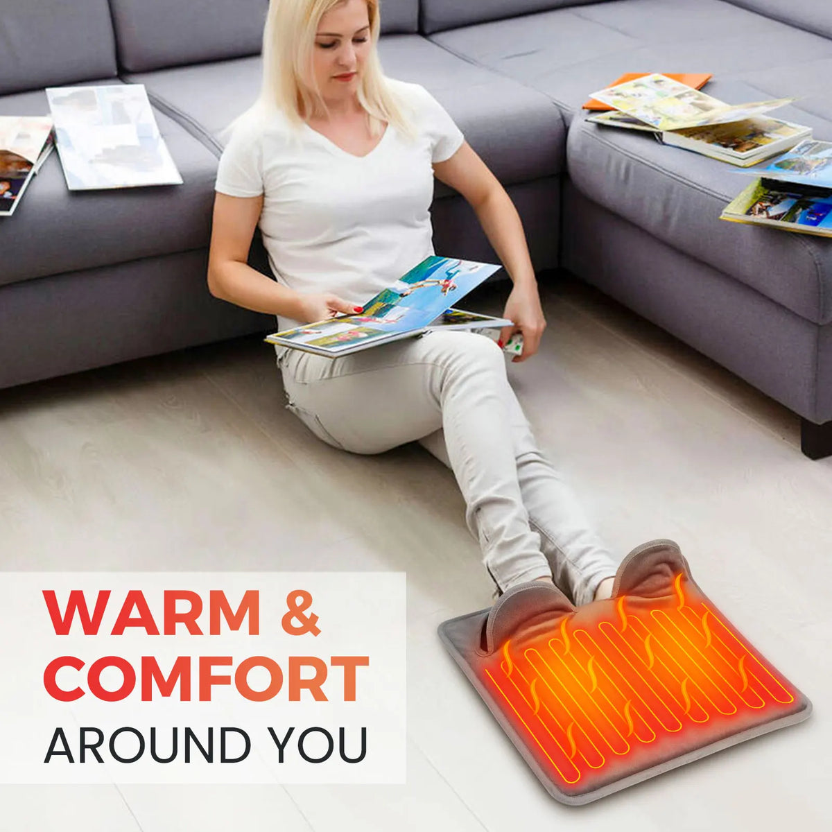 Electric Foot Warmer Pad, Washable Heated Foot Mat with 9 Heat Settings