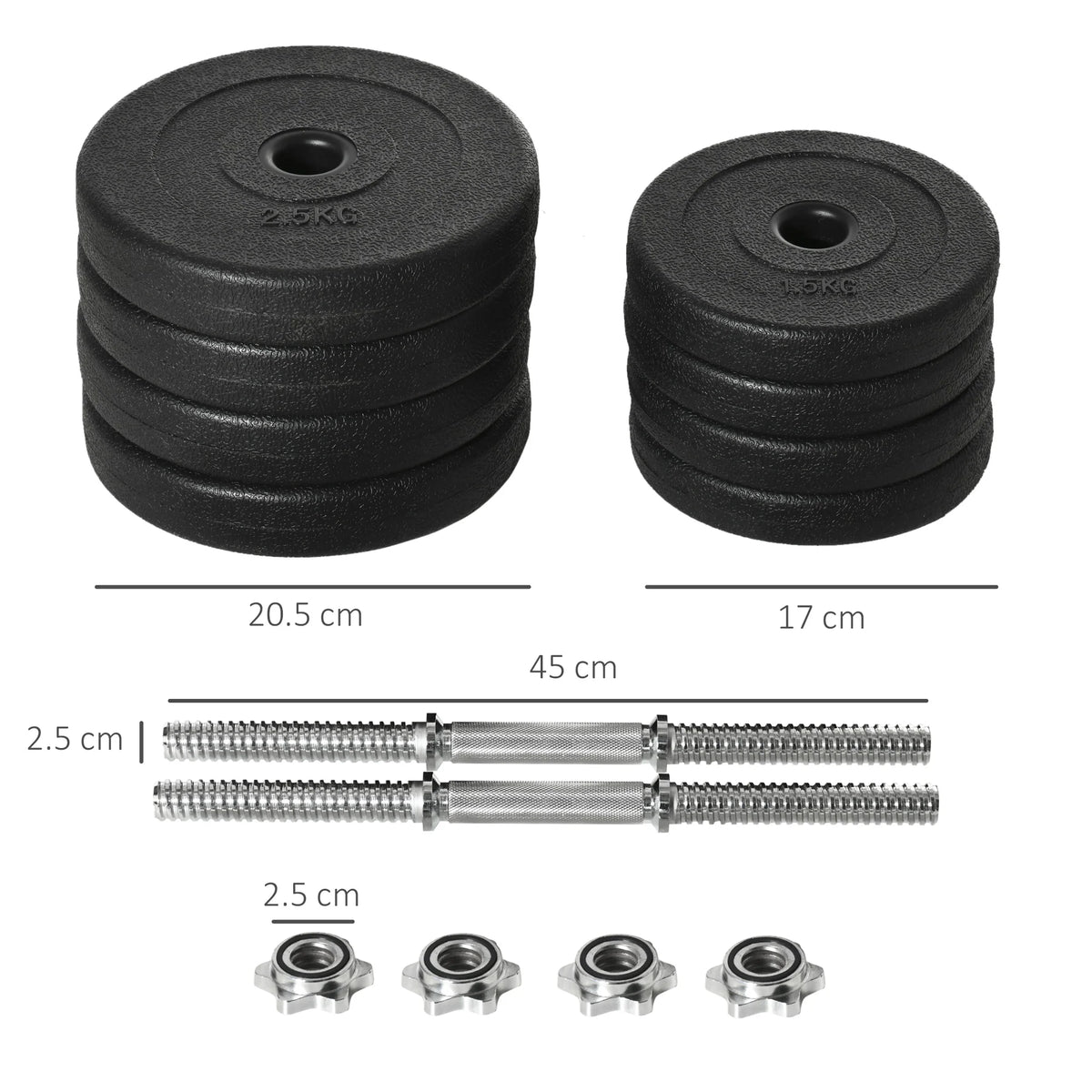 20kg Adjustable Dumbbells Set, Hand Weights for Home Gym Training, Black