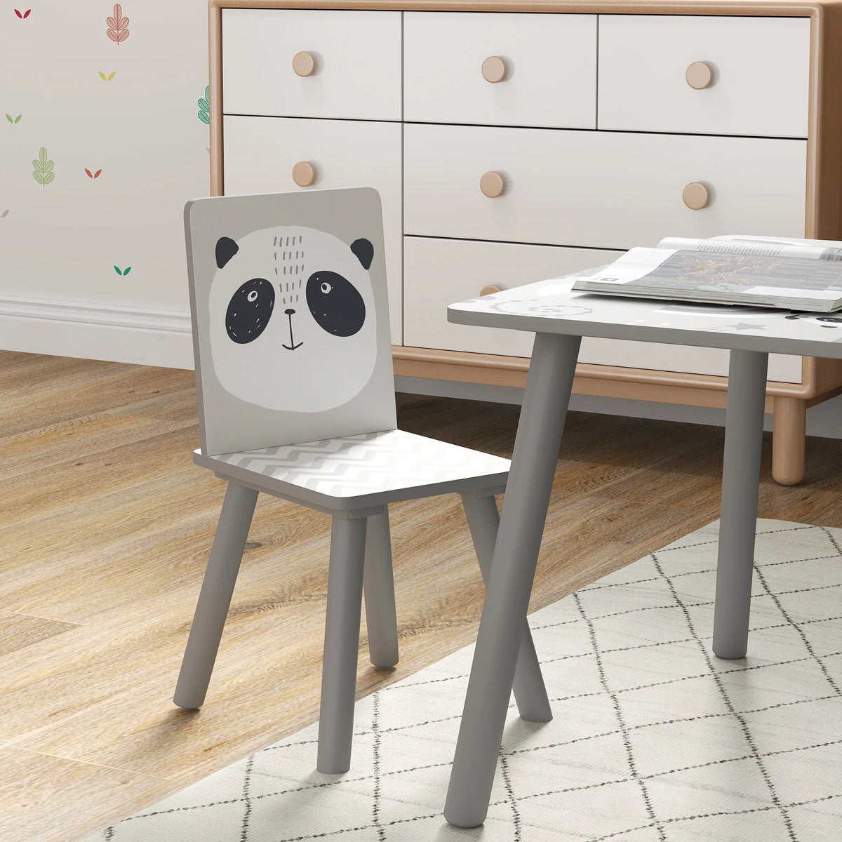 Kids Table and Chair Set Toddler Table with 2 Chairs 3 Pieces Grey