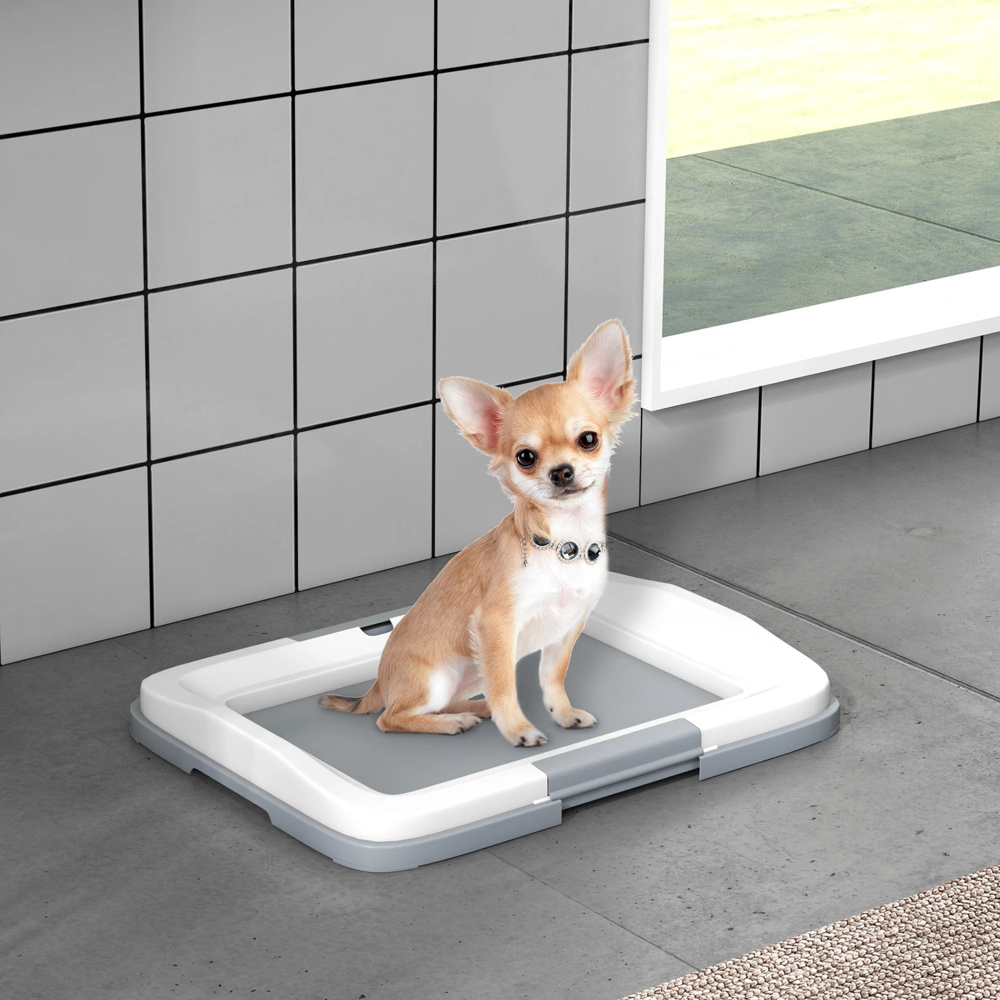 Dog Toilet Tray Litter Tray with Detachable Frame and Anti-Slip Mat for Indoor and Outdoor Dog Training