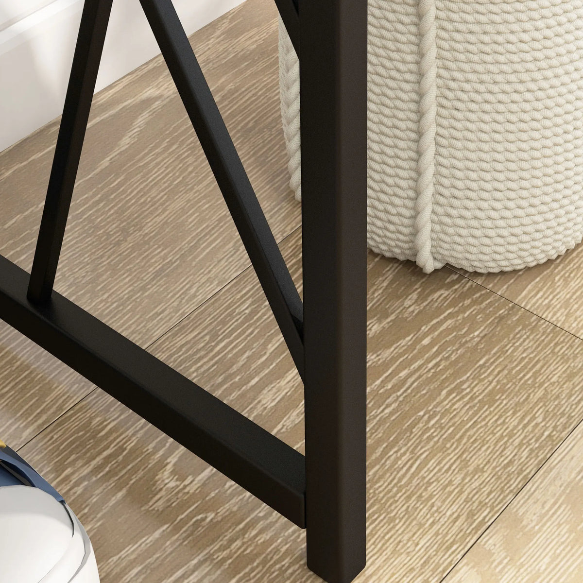 Industrial Console Table with Metal Frame, 120cm, Grey and Black