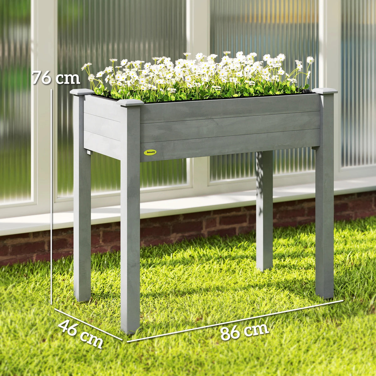 Raised Bed for Garden, Wooden Elevated Planter Box with Bed Liner, for Flower Vegetable Herb