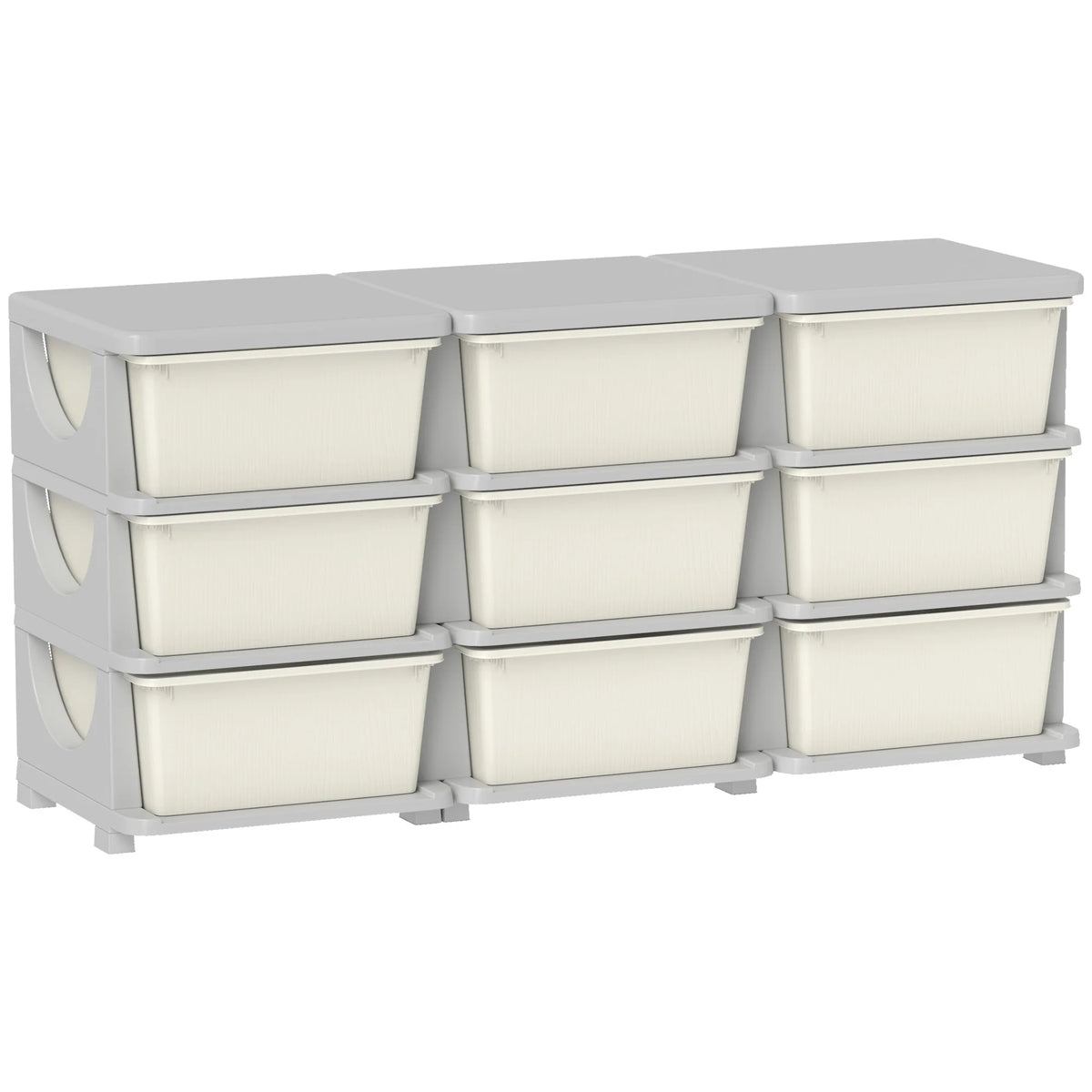 Kids 3 Tier Storage Drawer Unit with 9 Removable Drawers Plastic Chest Tower Rounded Edges