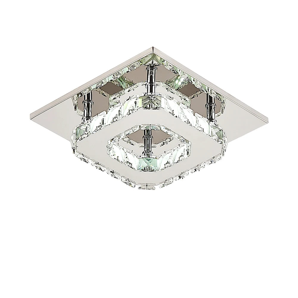 Modern Small Crystal LED Ceiling Light 12W 24W Square Round Flush Mount for Living Room Bedroom Kitchen Hallway