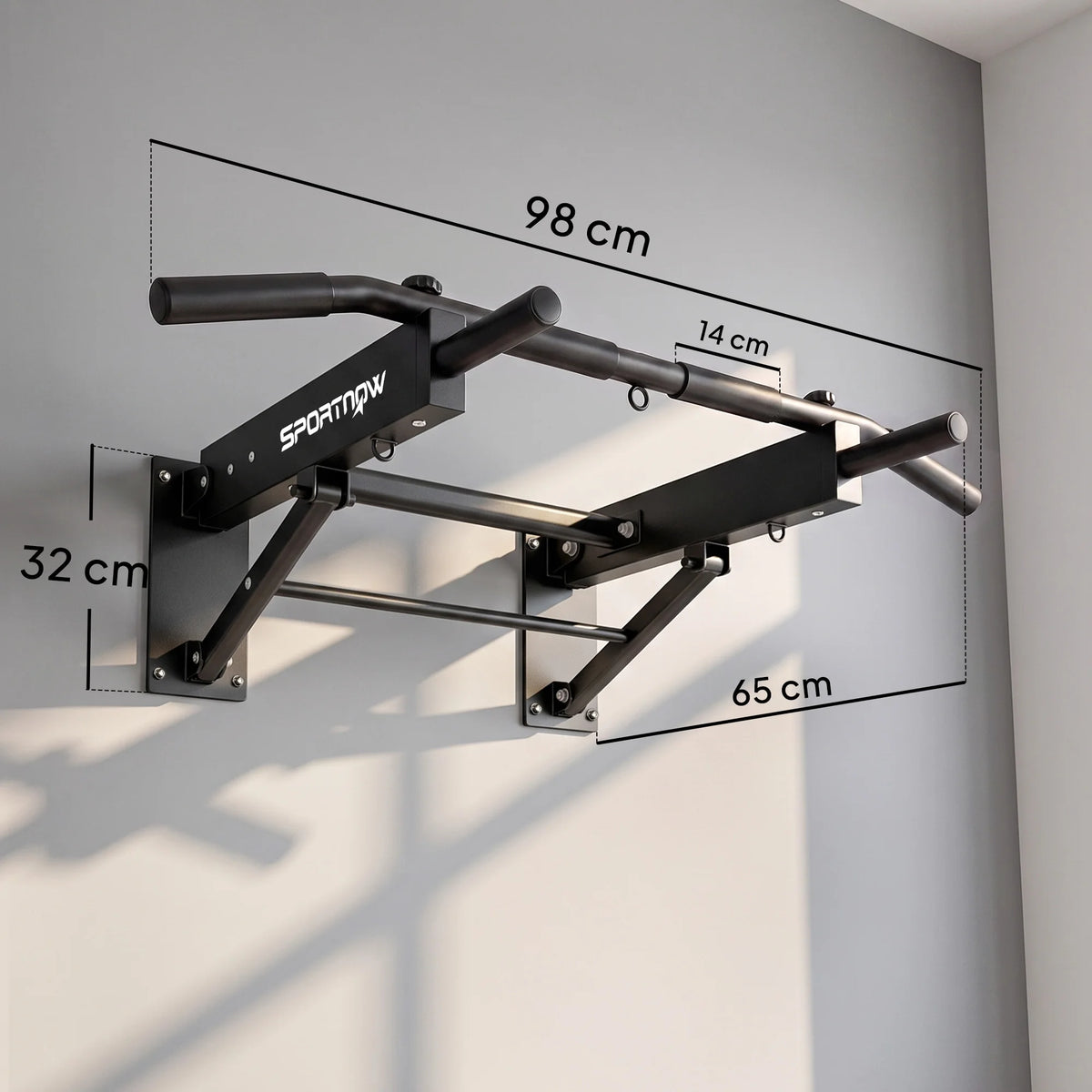 Wall-Mounted Folding Pull-Up Bar, 120kg Max Load, Black