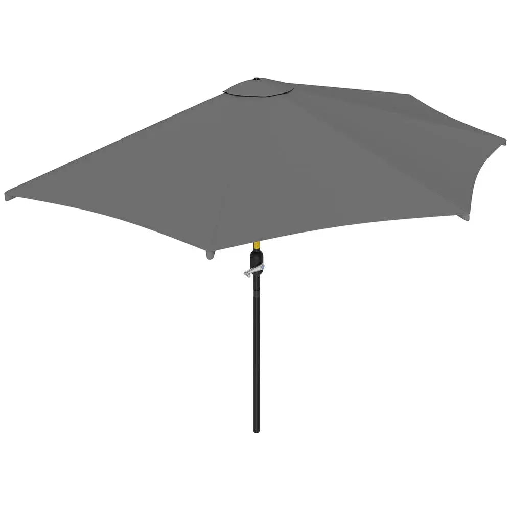 3m Half Parasol, Semi Round Umbrella with Metal Frame, Crank Handle for Balcony, Garden