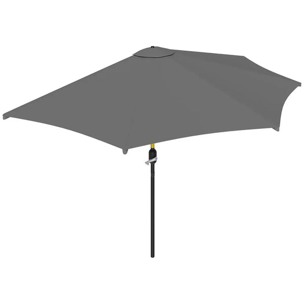 3m Half Parasol, Semi Round Umbrella with Metal Frame, Crank Handle for Balcony, Garden