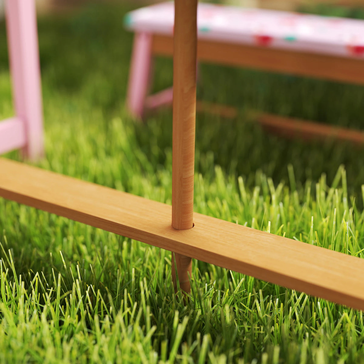 Kids Picnic Table and Bench Set with Umbrella Removable Top Sandbox Storage Boxes Fir Wood Flamingo Pink