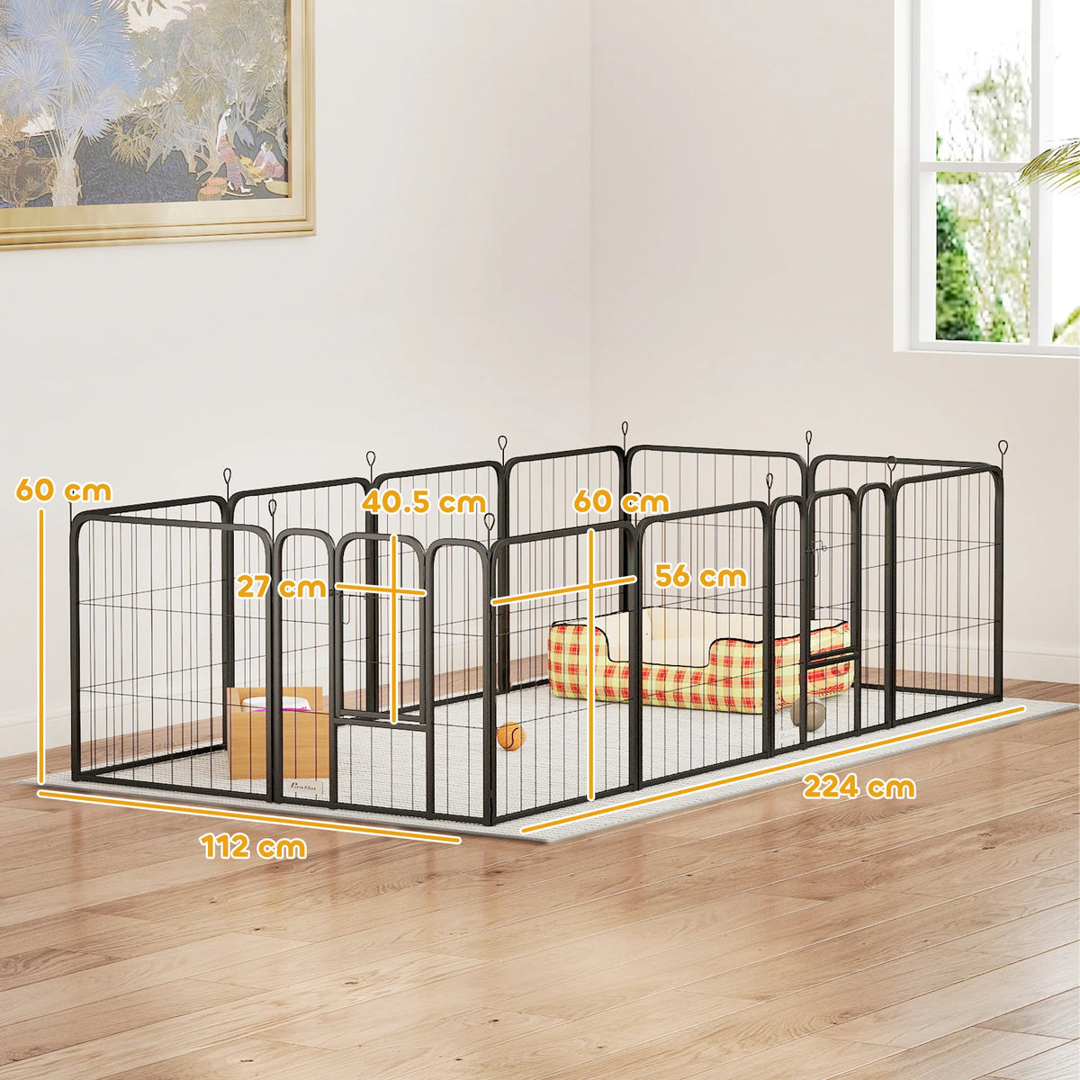 12 Panel Dog Pen for Small Dogs & Puppies, Foldable, 60cm High