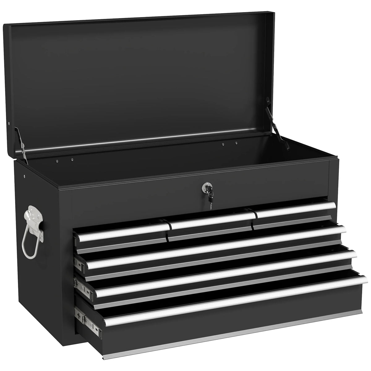 6-Drawer Lockable Metal Tool Chest with Ball-Bearing Runners, Black