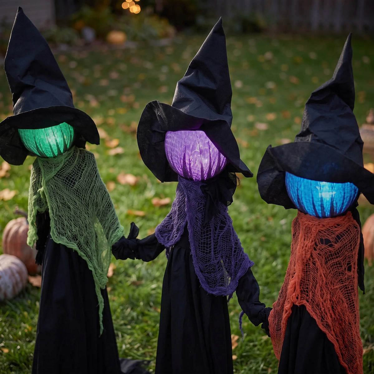 48" Witches Holding Hands Halloween Decoration, Light-Up