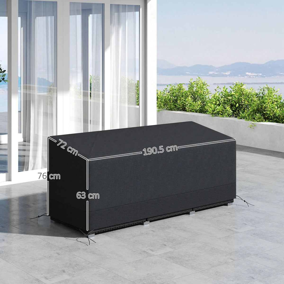 190x72cm Outdoor Garden Rattan Furniture Protective Cover for 3 Seater Sofa