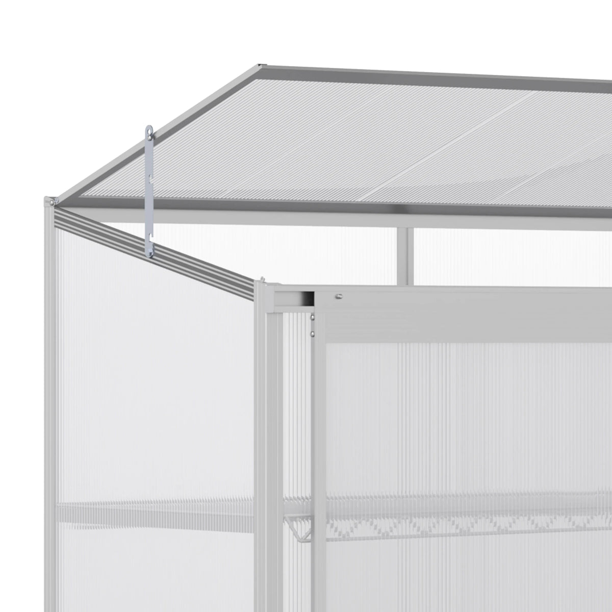 Aluminium Polycarbonate Cold Frame Greenhouse with 2 Shelves, 131 x 58 x 140cm