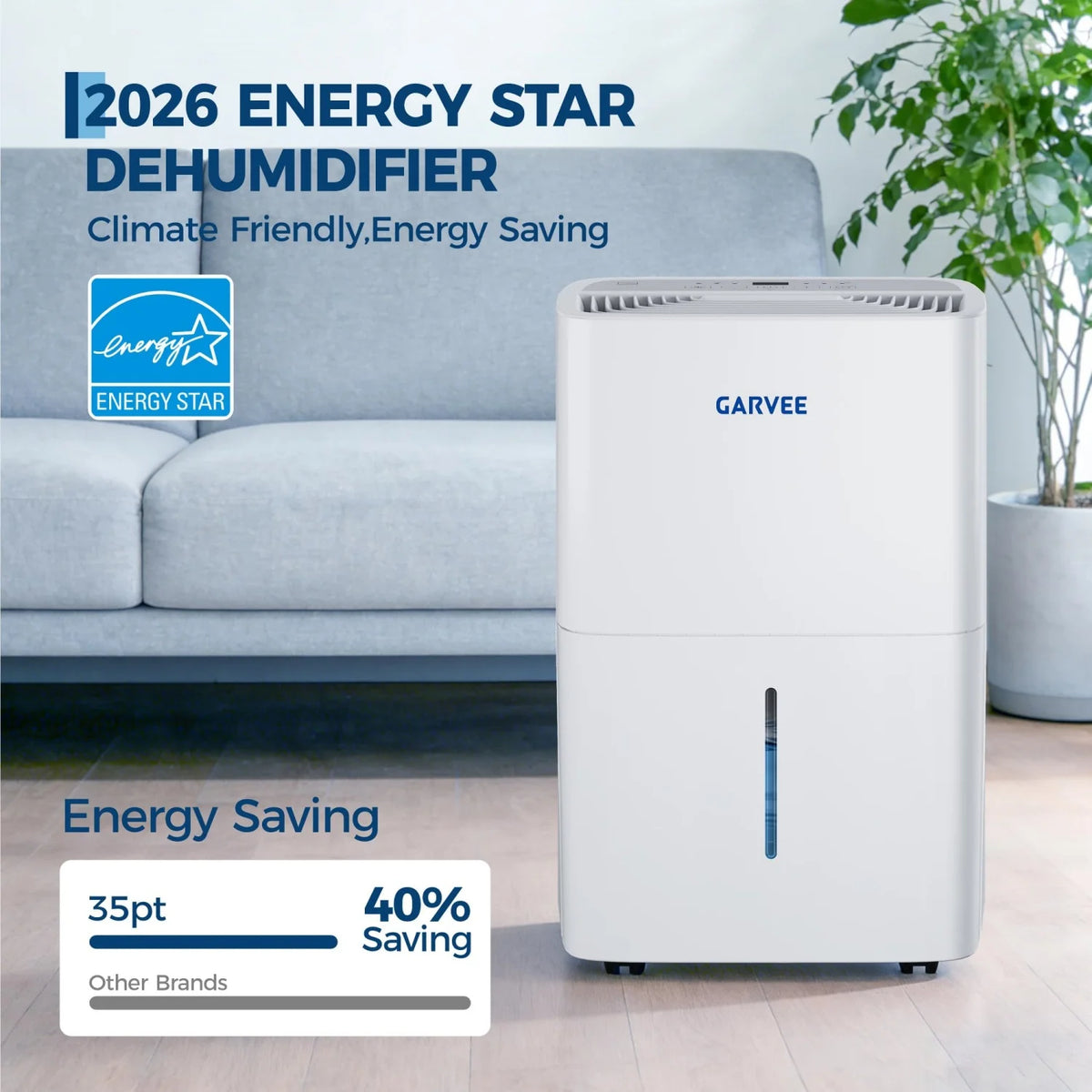 20L Per Day Dehumidifier 5.5L Tank Continuous Drain 40dB Quiet 24hr Timer for Bedroom Basement Bathroom 3000 sq ft