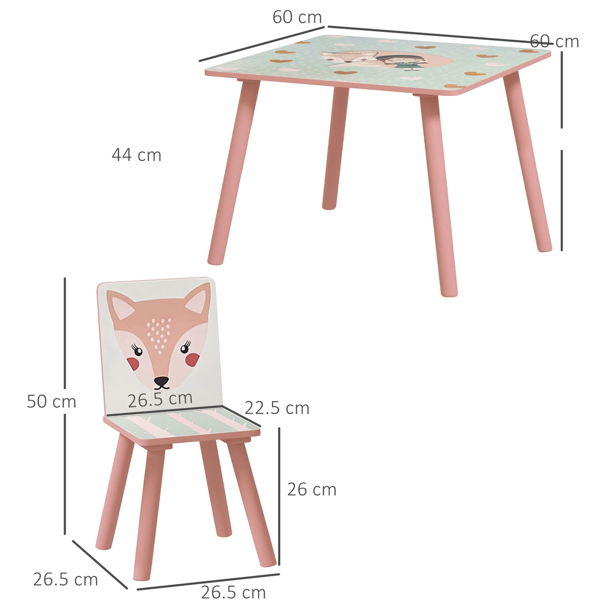 Kids Table and Chair Set Toddler Table with 2 Chairs 3 Pieces Pink