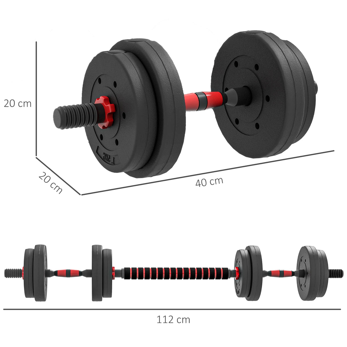 15kg 2-in-1 Adjustable Dumbbell and Barbell Weight Set