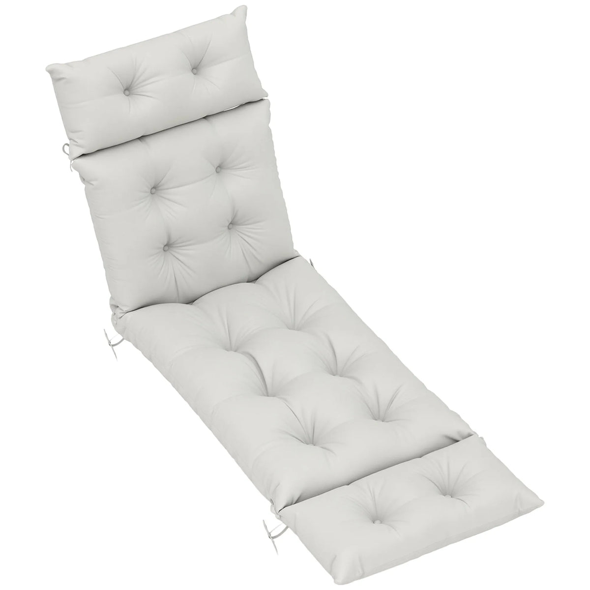 Sun Lounger Cushion Only, 190cm Garden Lounge Chair Pad, Light Grey