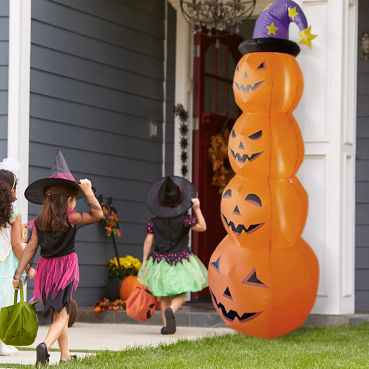Inflatable Stacked Pumpkin Halloween Decoration with Internal Light, 240cm