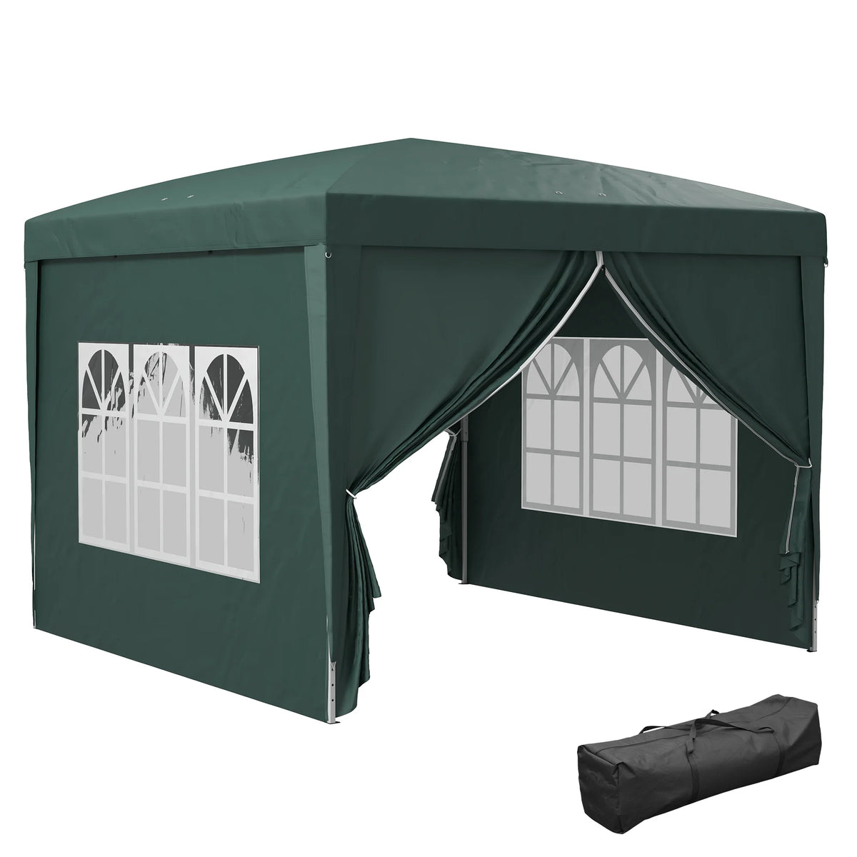 Pop Up Gazebo 3x3m with 2 Removable Walls Water and UV Resistant Powder Coated Steel Guy Ropes and Carry Bag