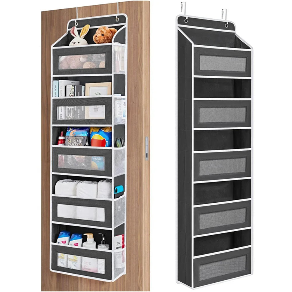 Over Door Hanging Organiser 5 Pockets 10 Mesh Pockets Transparent Windows Space Saving for Bedroom Bathroom Nursery