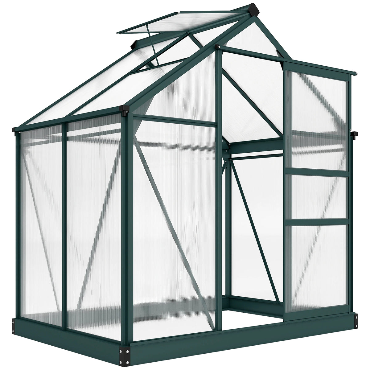 Polycarbonate Walk-In Garden Greenhouse Aluminium Frame Outdoor 190 x 132cm