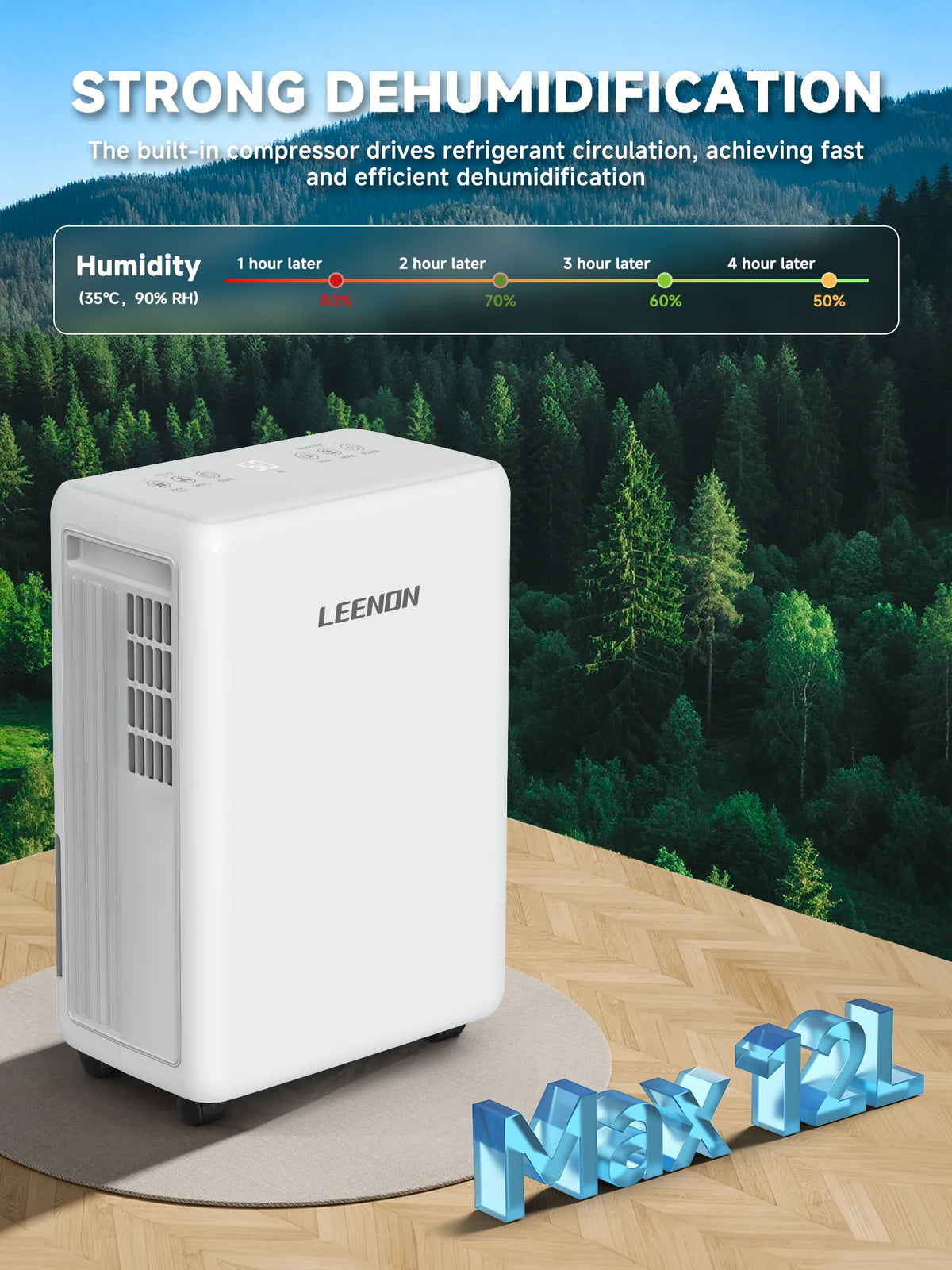 10L per Day Dehumidifier with Timer and Continuous Drainage