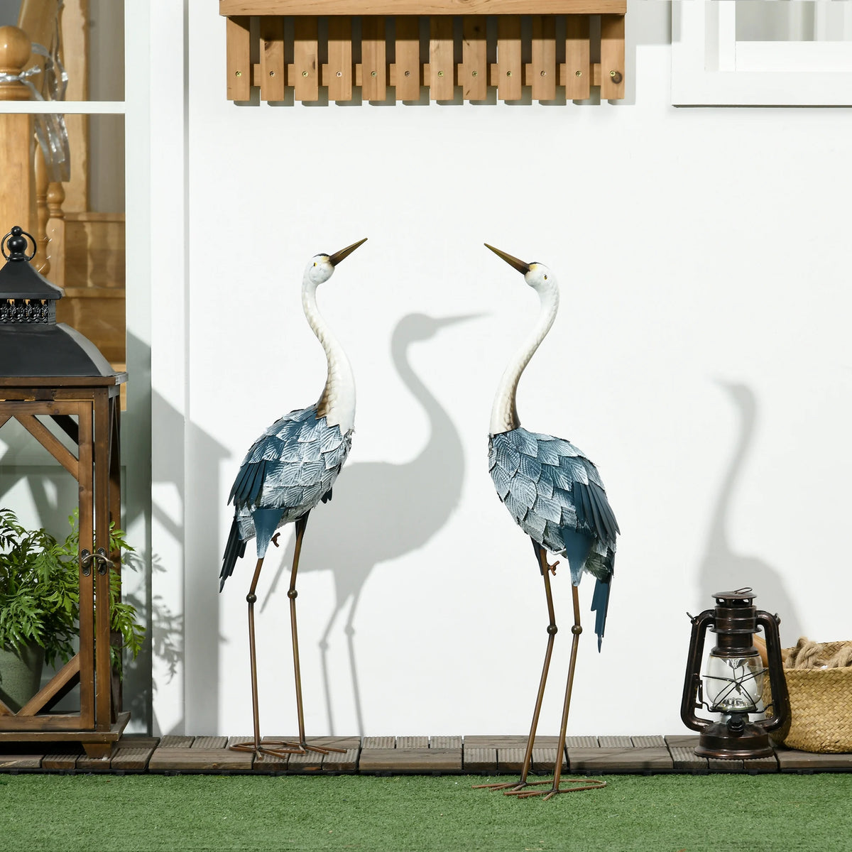 2 PCS Crane Garden Ornaments, Garden Gifts for Patio Pond Porch, Multi-Colour