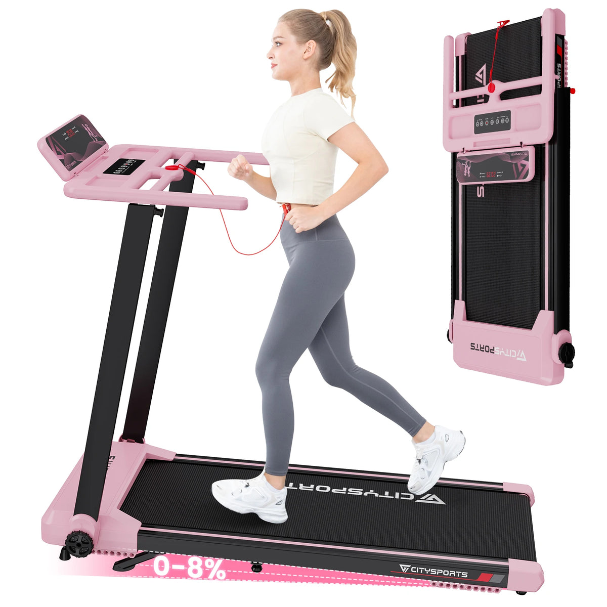 Foldable Electric Treadmill with Incline 12km/h Smart App Control LED Display Home Gym
