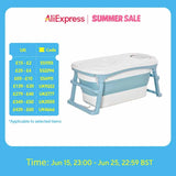 Foldable Kids Bathtub with Lid | Large Collapsible Baby Bath Tub for Ages 1–12 Years