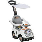 3 in 1 Kids Ride On Push Car Robot Design Foot to Floor Slider with Canopy Lights and Music 12-36 Months